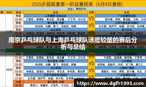 南京乒乓球队与上海乒乓球队速度较量的赛后分析与总结
